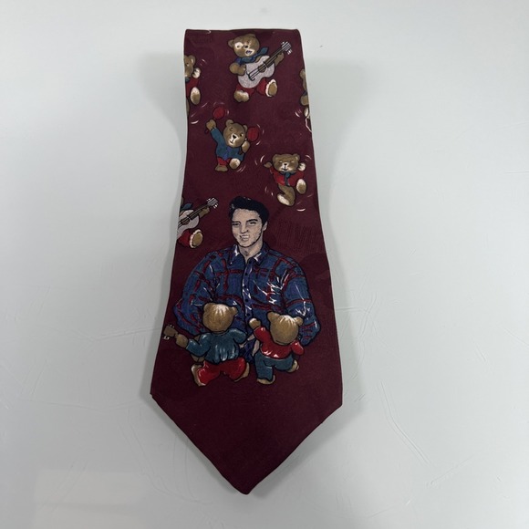 Other - Vintage Elvis Presley Teddy Bear Tie Novelty Music Memorabilia Silk‎ USA